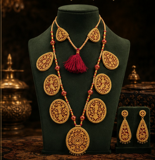 Premium Thewa Art Long Necklace & Earrings for Women