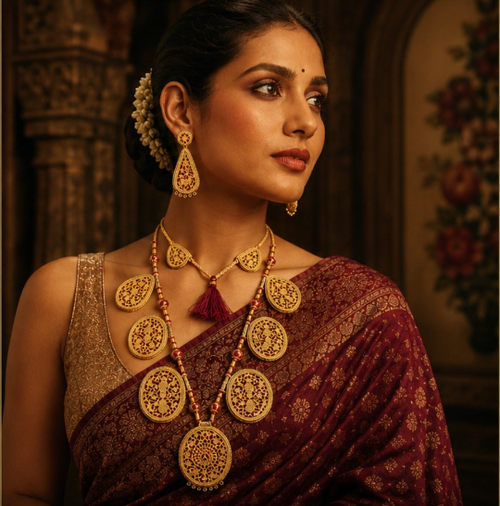 Premium Thewa Art Long Necklace & Earrings for Women
